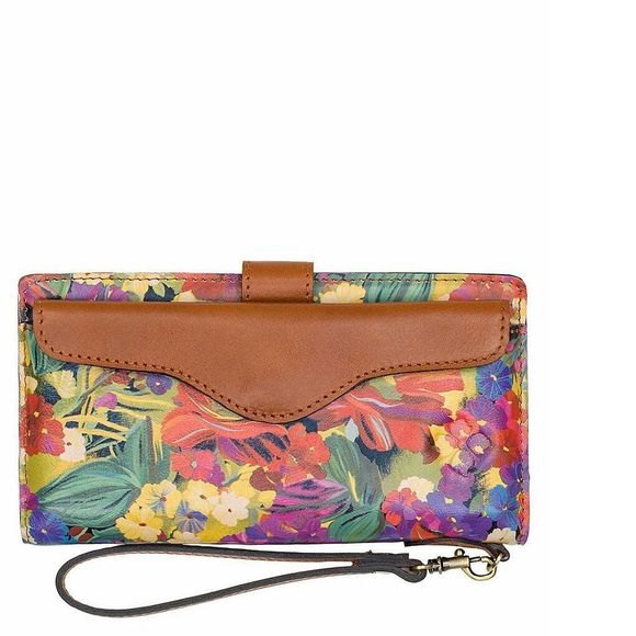 Patricia Nash Citrus Sunrise Leather Valentia Wallet Floral Brown Wristlet NEW - Picture 4 of 9